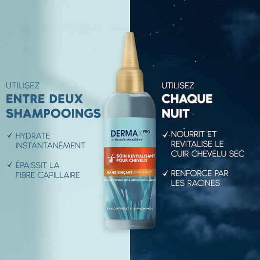 DERMAxPRO by Head & Shoulders Soin revitalisant pour cheveux | Sans Rinçage Jour & Nuit | Favorise la croissance des cheveux | À la Niacinamide et à la caféine |145ml Kafinashop