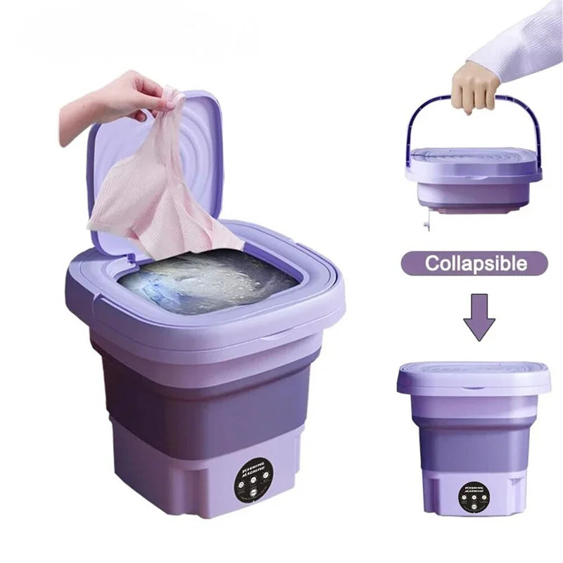 8L Portable Small Foldable Washing Machine with Spin Dryer For Socks Underwear Panties Washer Household Mini Washing Machine Ma boutique