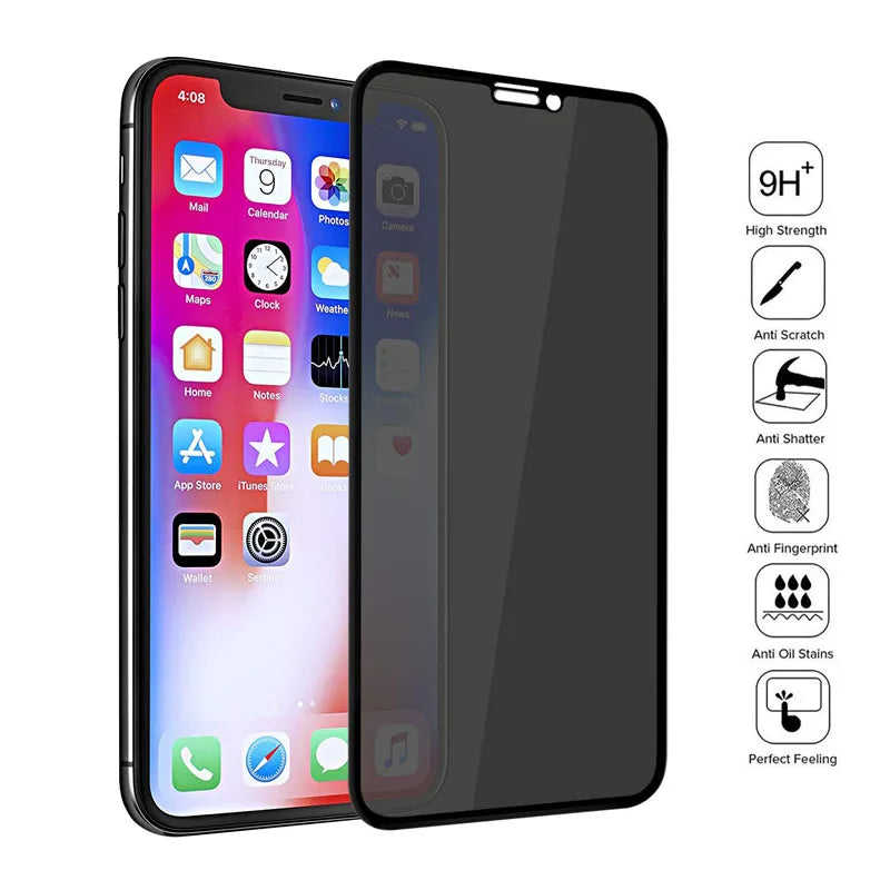 Anti spy black Glass For iPhone 12 11 14 13 Pro Max Mini 6 6S SE Screen Protector For iPhone XR X XS max 7 8 Plus Privacy Glass Kafinashop