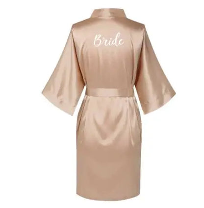 Satin Silk Robes Plus Size Wedding BathRobe Bride Bridesmaid Dress Gown Women Clothing Sleepwear Maid of Honor Rose Gold Kafinashop