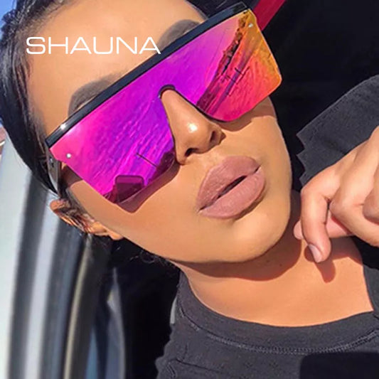 SHAUNA Flat Top Classic Square Sunglasses Woman Brand Designer Purple Mirror Coating Shades UV400 Kafinashop