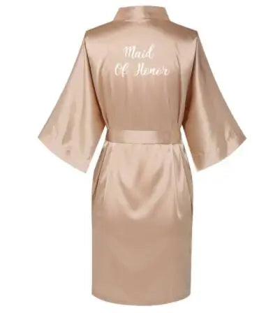 Satin Silk Robes Plus Size Wedding BathRobe Bride Bridesmaid Dress Gown Women Clothing Sleepwear Maid of Honor Rose Gold Kafinashop