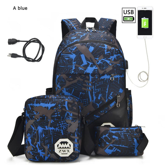 3pcs/set Male backpacks high school bags for women 2023 boys one shoulder big student travel bag men school backpack sac mochila Ma boutique