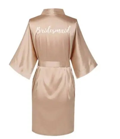 Satin Silk Robes Plus Size Wedding BathRobe Bride Bridesmaid Dress Gown Women Clothing Sleepwear Maid of Honor Rose Gold Kafinashop