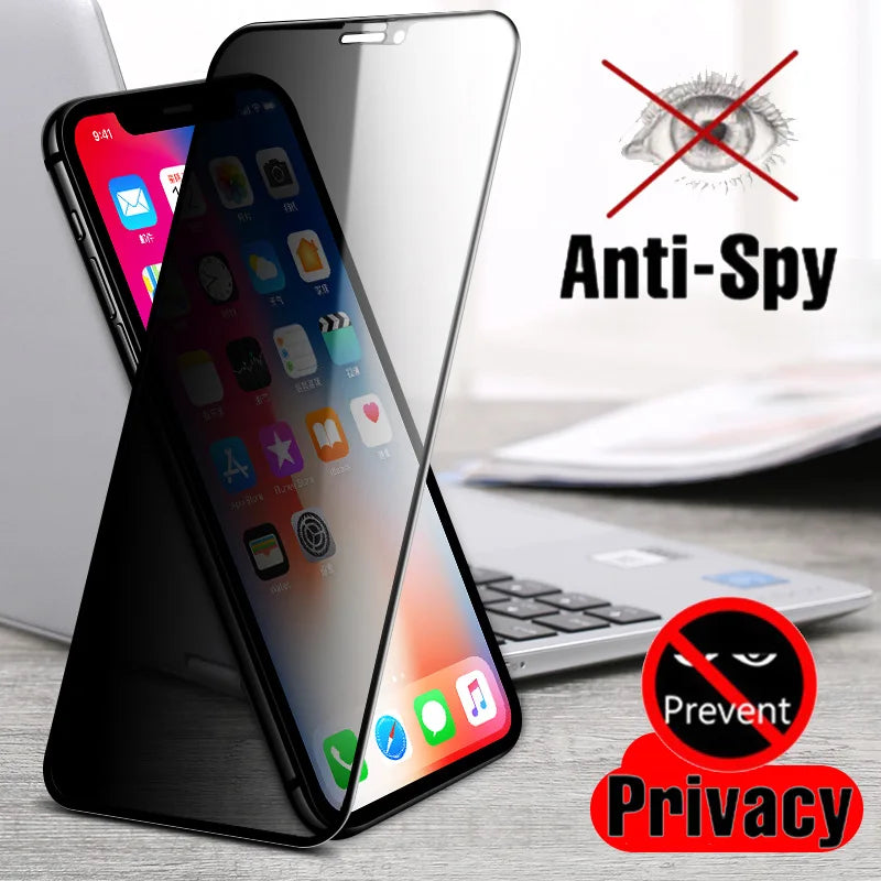 Anti spy black Glass For iPhone 12 11 14 13 Pro Max Mini 6 6S SE Screen Protector For iPhone XR X XS max 7 8 Plus Privacy Glass Kafinashop