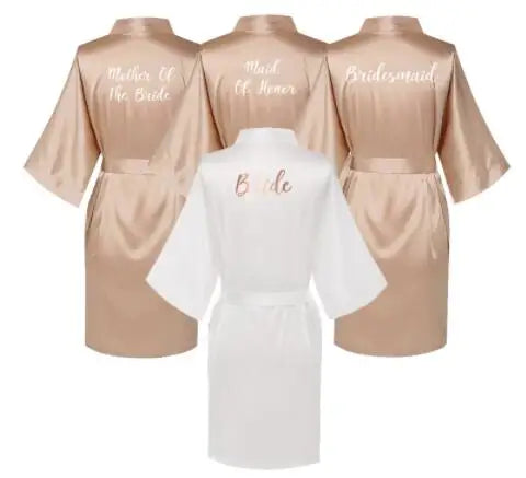 Satin Silk Robes Plus Size Wedding BathRobe Bride Bridesmaid Dress Gown Women Clothing Sleepwear Maid of Honor Rose Gold Kafinashop