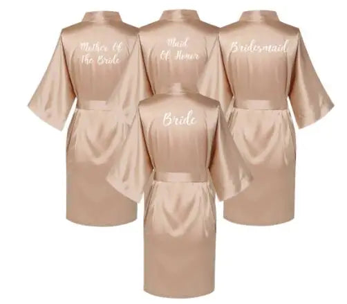 Satin Silk Robes Plus Size Wedding BathRobe Bride Bridesmaid Dress Gown Women Clothing Sleepwear Maid of Honor Rose Gold Kafinashop