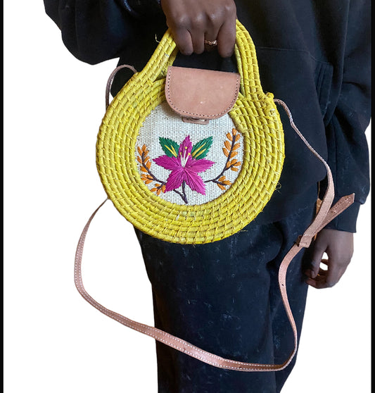 Sac Bandouliére Jaune avec des motifs Kafinashop