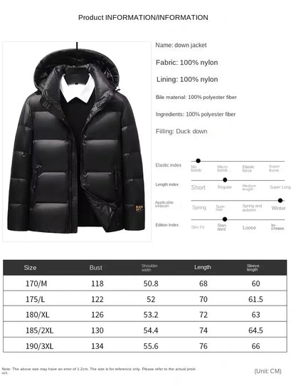 YEAE down jacket black gold gray duck down men's jacket detachable hood casual short jacket thick winter couple clothing Kafinashop