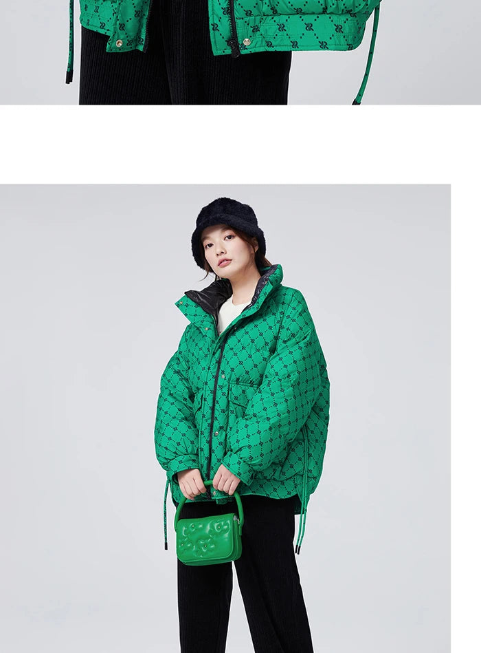 Semir Down Jacket Women with Presbyopia All Over Print Oversize Stand Collar Fashionable Winter Raglan Sleeves Warm Trendy Cool Kafinashop