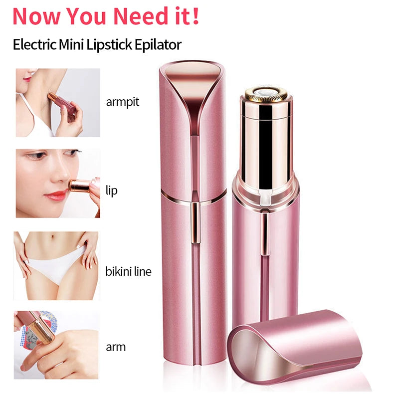 Electric Eyebrow Trimmer Mini  Epilator Lipstick Facial Hair Removal Portable Women Painless Razor  Tool Kafinashop