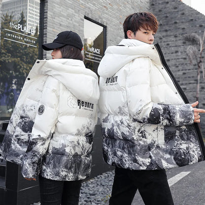 Winter New Fashion Men Gradient Color Casual Down Jackets Hooded Duck Down Coats Quality Male Outdoor Windproof Jackets Size 3XL Kafinashop