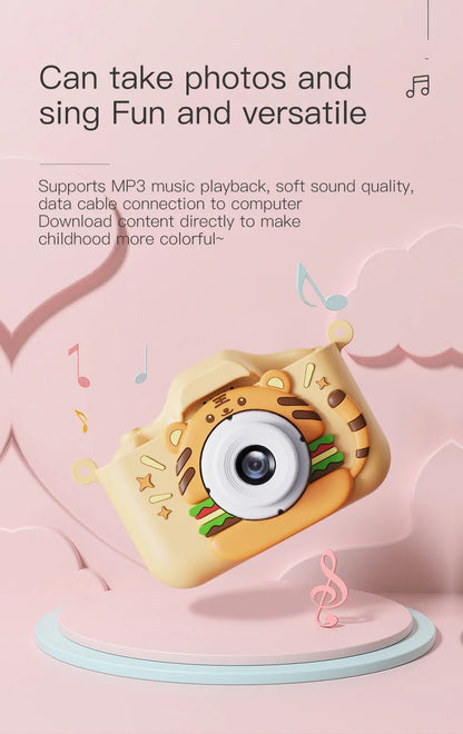 New Digital Toy Kid Camera Cute Tiger Baby Camera Toy 4000W 2.0 IPS Screen Childrens Dual Camera with 32GB Card Birthday Gift Kafinashop