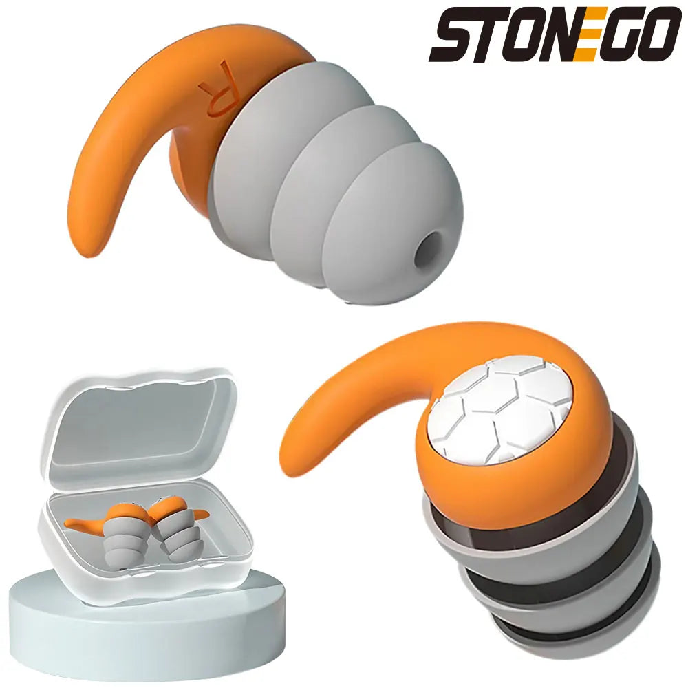 STONEGO 1 Pair Triple Layer Silicone Noise Cancelling Earplugs Suitable for Sleep Swimming Waterproof Noise Filter Creating Kafinashop