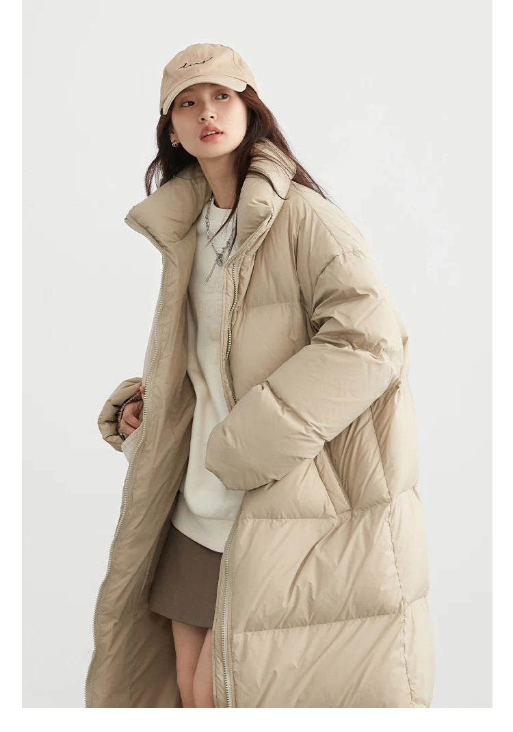 CHIC VEN Fashion Women Down Coats Long Thick Warm Down Jackets Overcoat White Duck Down Loose Casual Jacket Autumn Winter 2024 Kafinashop