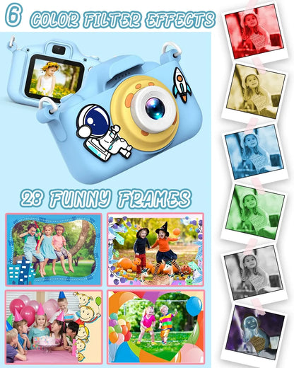 New Cartoon Kids Selfie Camera HD Kids Digital Video Cameras Toys with 32GB SD Card for Children Christmas Birthday Gifts Kafinashop