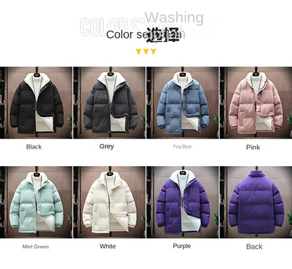 Couples Solid Color Down Coats Standing Collar Warm Simple Solid Color Thin Look High Trend All Quality Fabric Comfortable Skin Kafinashop