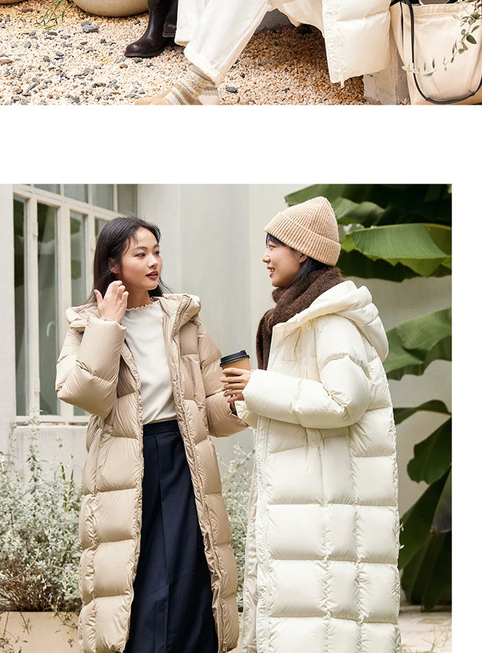 Semir Down Jacket Women Long Warm 2023 Winter New Loose Waterproof Hooded Jacket Kafinashop