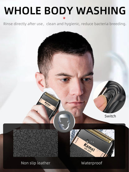 Kemei Electric Shaver for Men Waterproof Twin Blade Reciprocating Cordless Razor USB Rechargeable Shaving Machine Barber Trimmer Kafinashop