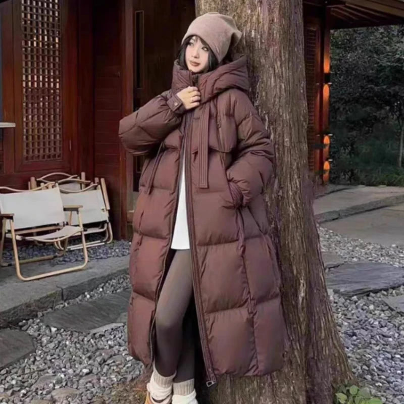 Hooded Down Jacket for Women Waterproof Parka Thicken Warm Long White Duck Parkas Light, Luxury High-end Fashion Winter 2024 Kafinashop