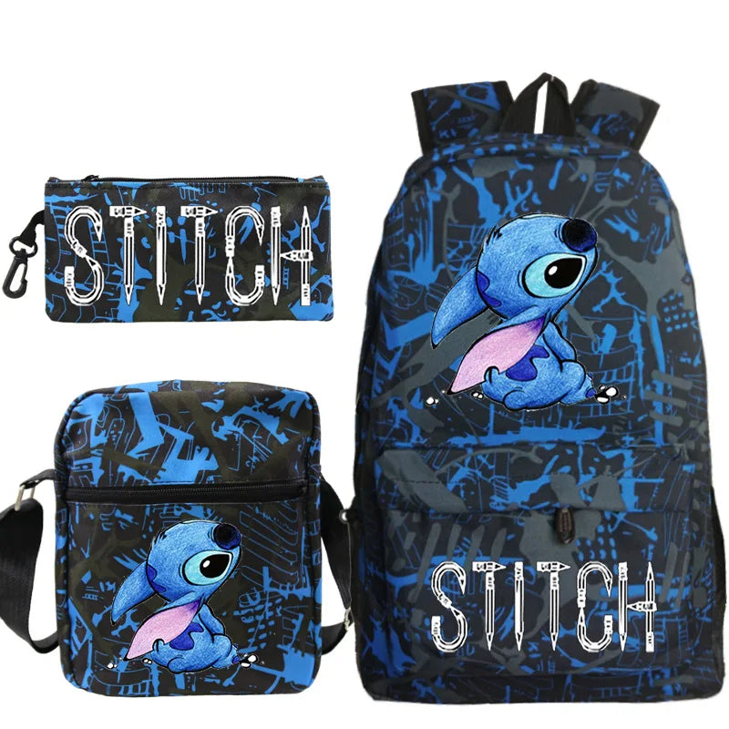 3pcs/Set Disney Stitch Kids Backpack Cartoon Stitch Print Kindergarten Pencil Case Boy Girl Shoulder Bag Children Schoolbag Gift Ma boutique