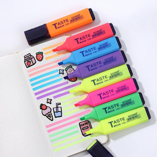 4/6/8 Pcs/set Pastel Flat Single Head Light Color Oblique Drawing Highlighters Fluorescent Pen Markers for School Supplies Ma boutique