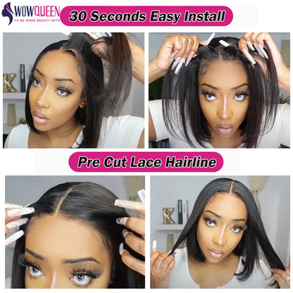 Easy Go Bob Wig Glueless Wig Human Hair Ready To Wear Straight Bob Hair Wig Human Hair 30 32 Inch Pre Cut Lace 4x4 Closure Wig Kafinashop