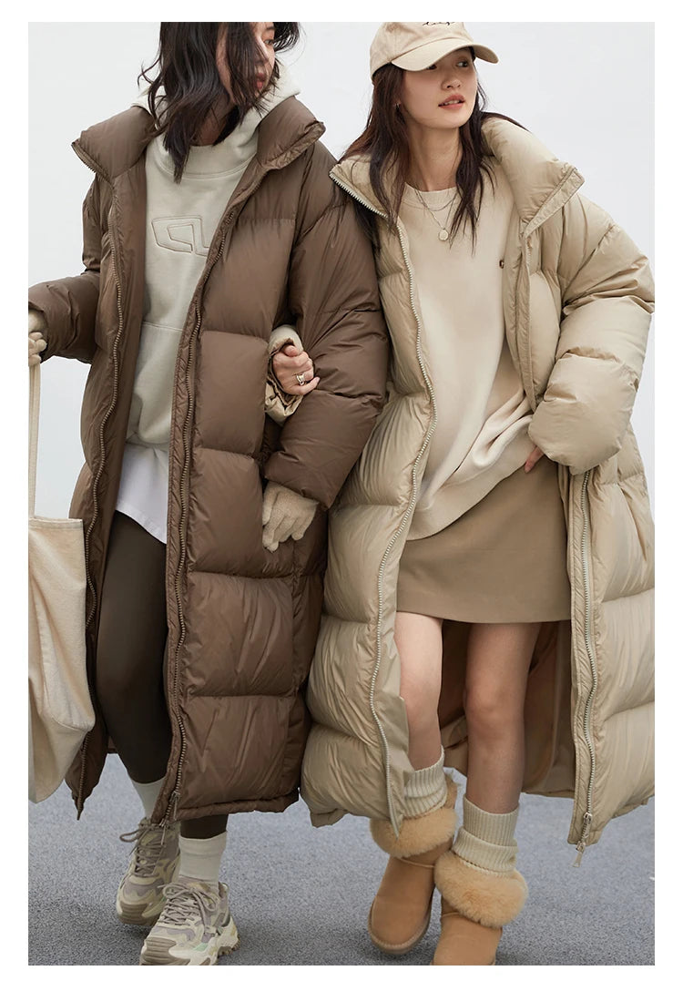 CHIC VEN Fashion Women Down Coats Long Thick Warm Down Jackets Overcoat White Duck Down Loose Casual Jacket Autumn Winter 2024 Kafinashop