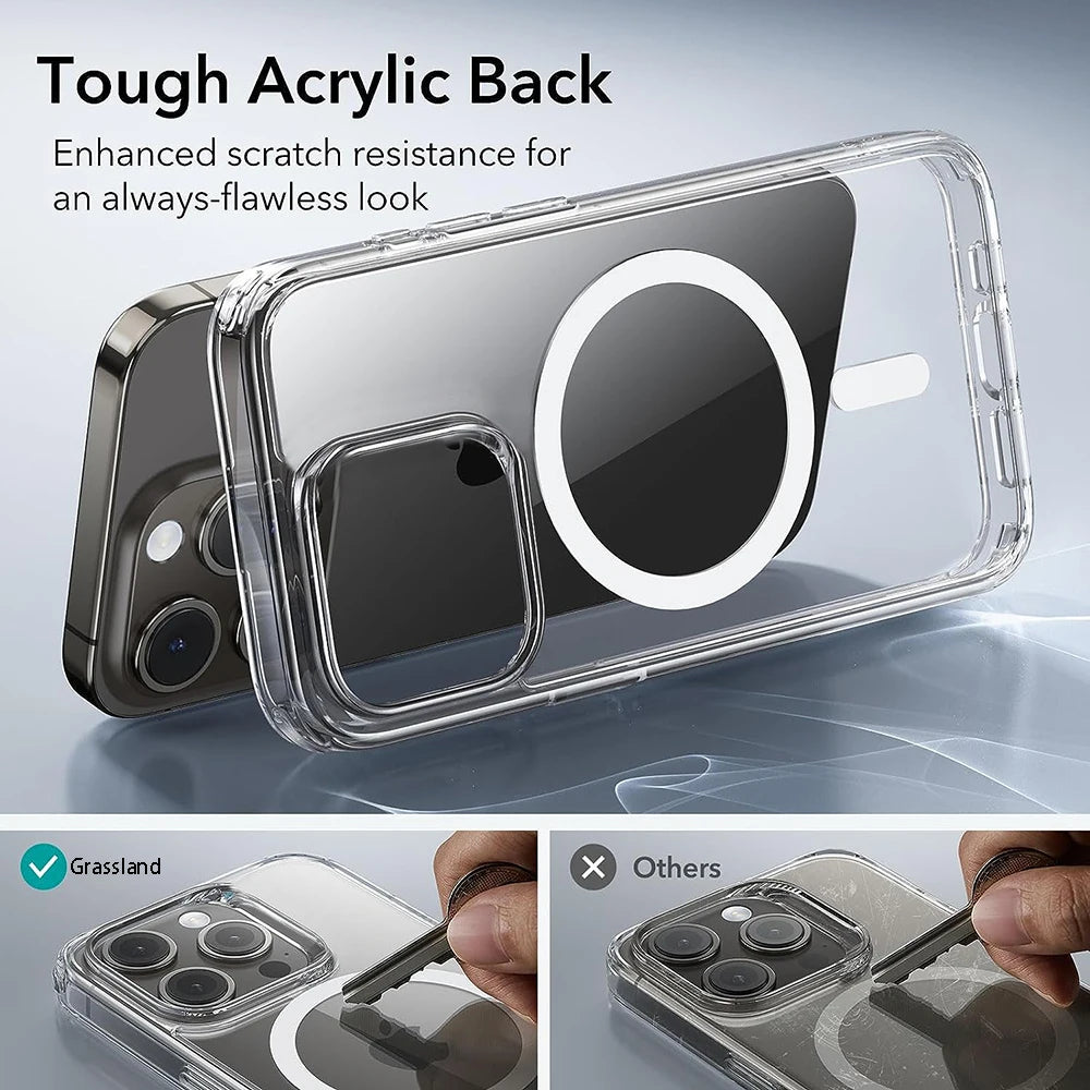 Luxury Magnetic Wireless Charge For Magsafe Case for iPhone 15 14 13 12 11 Pro X XR XS Max 7 8 Plus Back Cover Transparent Case Kafinashop