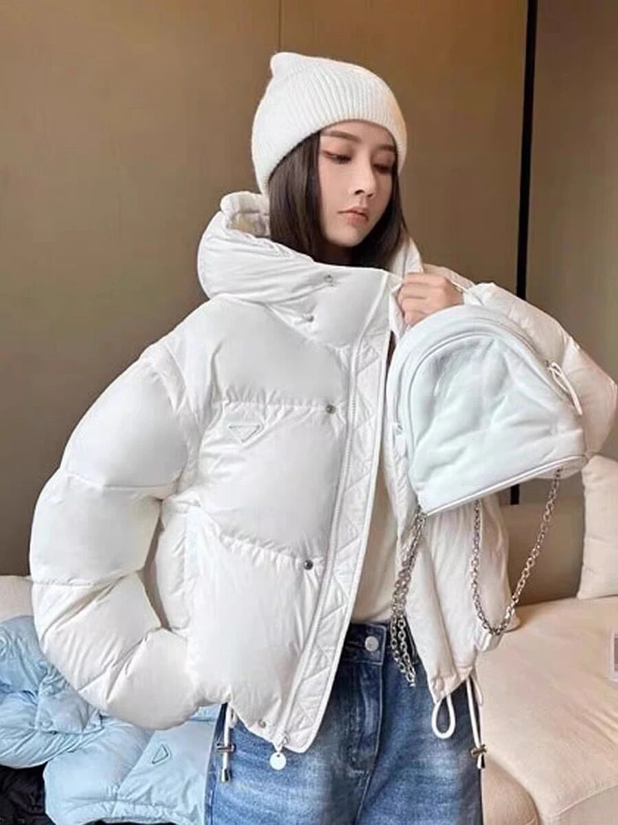 Autumn and Winter New Women's Down Jacket Detachable Double-sleeved Hooded Jacket 2024 New Wave Loose Leisure Women's Parka Coat Kafinashop