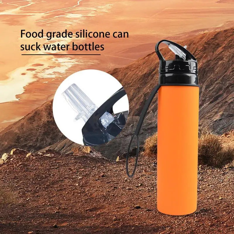 Collapsible Water Bottle For Travel 600ml Leak Proof Foldable Sports Water Bottles Foldable Bottle For Travel Outdoor Swimming G Kafinashop