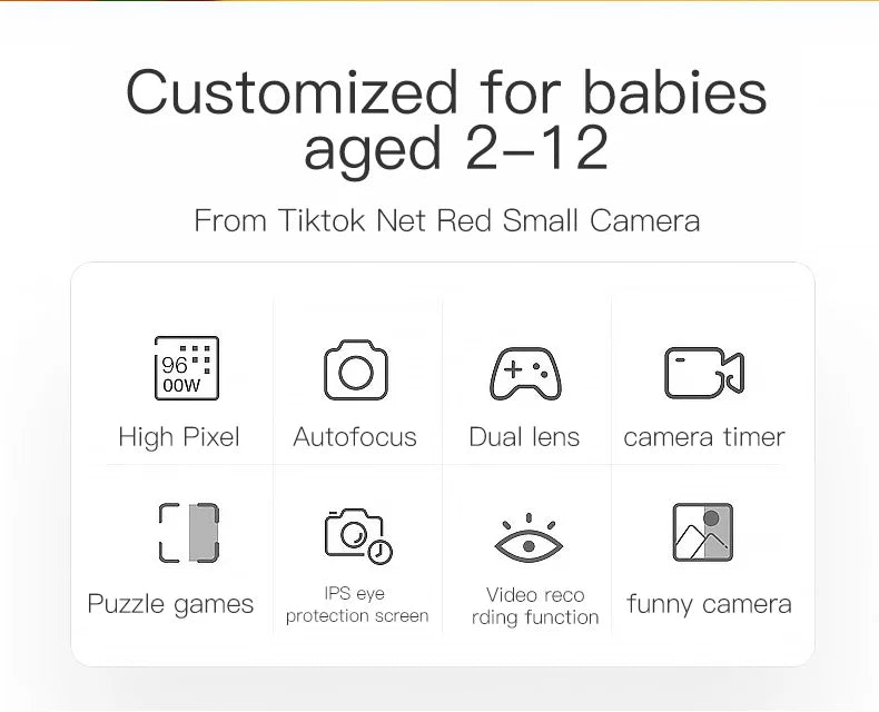 New Digital Toy Kid Camera Cute Tiger Baby Camera Toy 4000W 2.0 IPS Screen Childrens Dual Camera with 32GB Card Birthday Gift Kafinashop