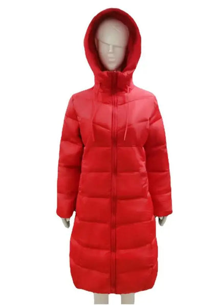 Winter New Hooded Mid Length Slim Fit Warm Long Sleeve Solid Color Down Jacket For Women,3 Colors Kafinashop