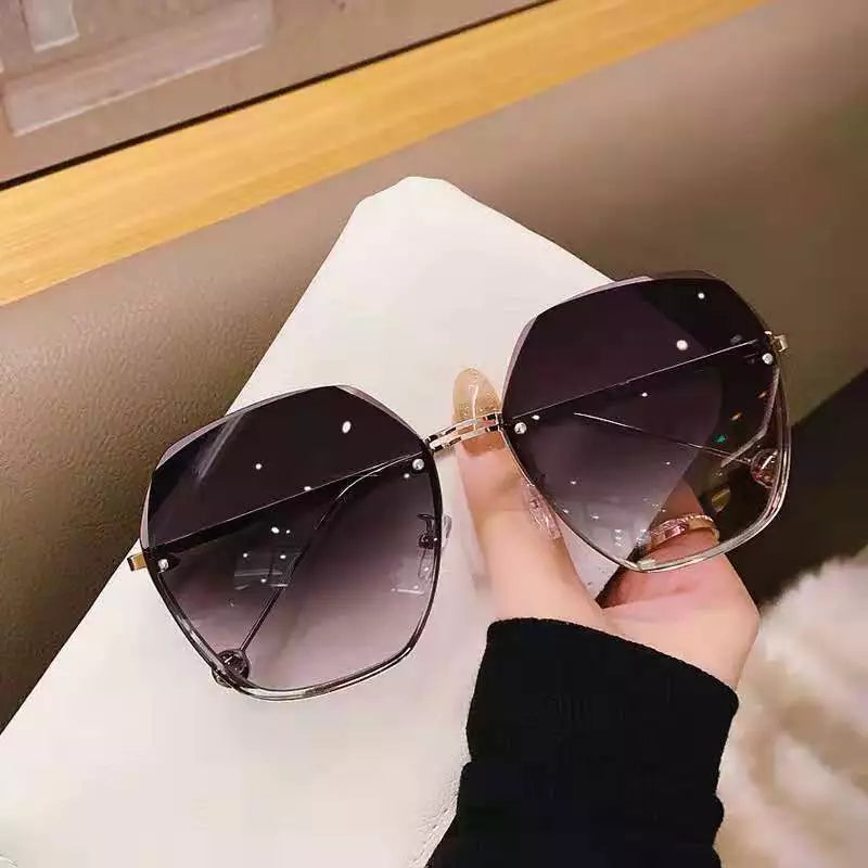 Round Sunglasses Women Brand Designer Gradient Fashion Sun Glasses Female Rimless Metal  Oculos De Sol luxury designer Kafinashop