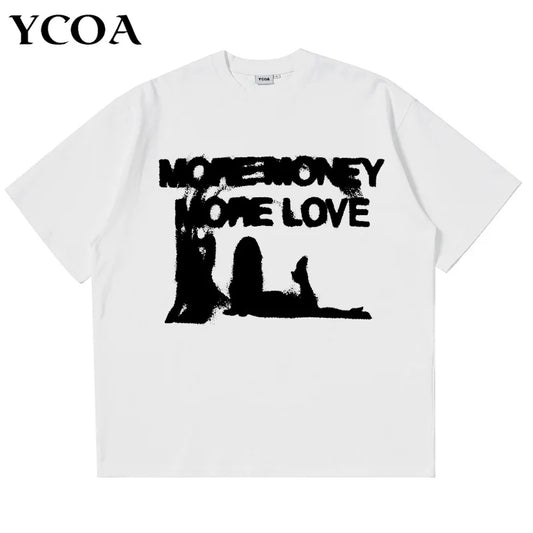 Men Tshirt Oversized Cotton Letter Y2k Streetwear Hip Hop Korean Harajuku Vintage Graphic Short Sleeve Tops Aesthetic Clothing Kafinashop