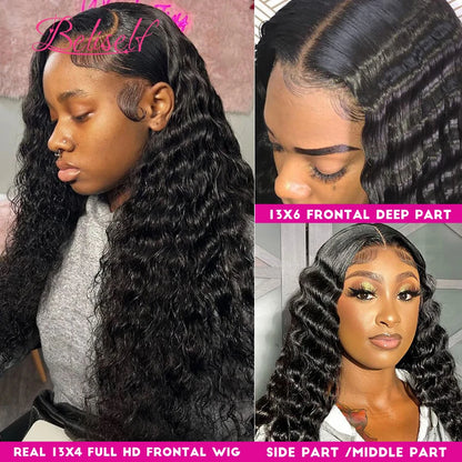 13×6 Loose Deep Wave Wig HD Lace Frontal Wigs Pre Plucked Glueless 13X6 HD Lace Human Hair Wigs Deep Wave 5x5 Closure Wig Kafinashop