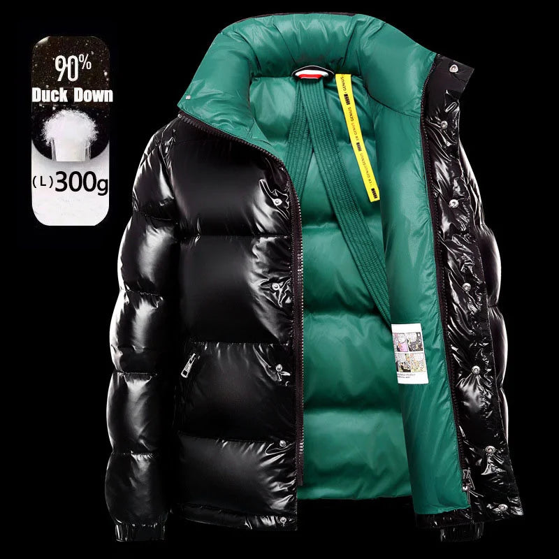 Top Quality 90% White Down Jacket for Men Women Fashion Bright Hooded -20 Degrees Warm Jackets Couples Winter Coats Kafinashop