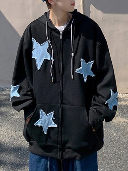 emo Women's Star Patch Zip Up Hoodie for women Oversized Y2k Sweatshirt Jacket Pullover Streetwear winter clothes Promotion coat Kafinashop