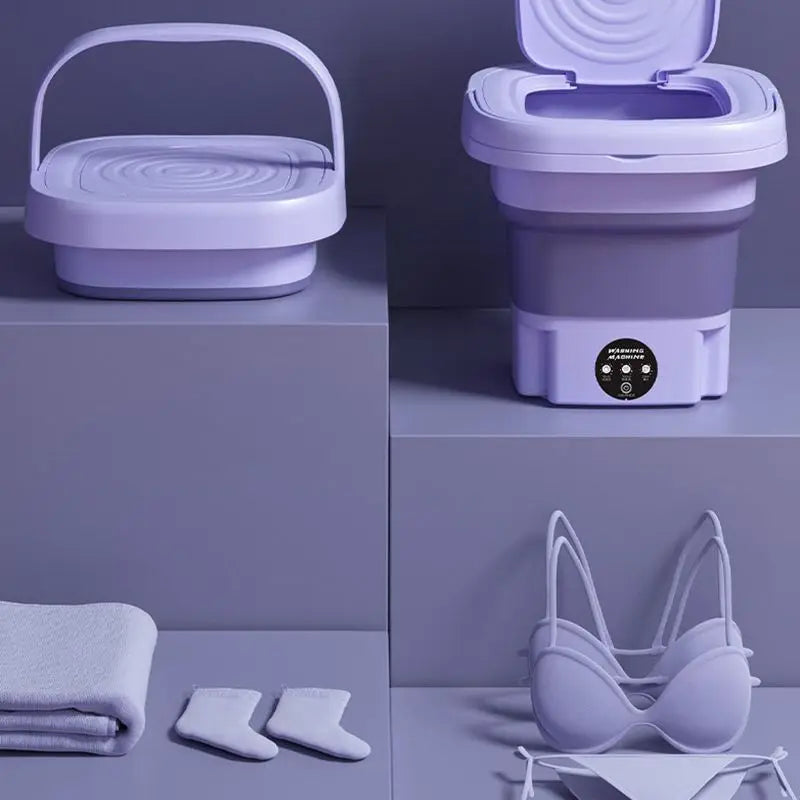 8L Small Folding Washing Machine Student Dormitory Underwear Socks Mini Cleaning Machine Portable Laundry Bucket Washing Machine Ma boutique