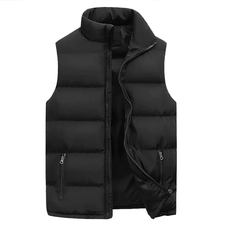 Customized Men's Vest Winter Jackets Thick Stand Collar Women's Solid Down Vest Zipper Jacket Sleeveless Kafinashop