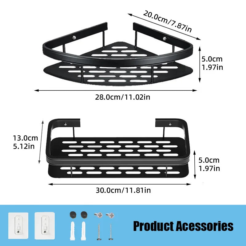 Bathroom Shelf Makeup Storage Organizer Aluminum Alloy Shampoo Rack Shower Shelf Bathroom Accessories No Drill Wall Shelf Ma boutique