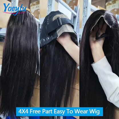 YOCYTU 26 28 Inch Glueless Wig Human Hair Ready To Wear Straight Human Hair Lace Front Wig Wear And Go Glueless Human Hair Wigs Kafinashop