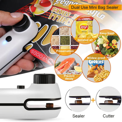 Portable Packaging Heat Sealer with Cable USB Rechargeable Bag Mini Heat Sealer Easily Seal Snacks Plastic Bags for Storage Kafinashop