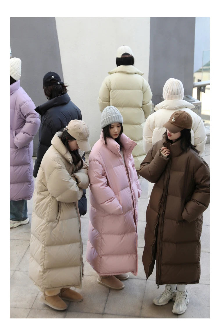 CHIC VEN Fashion Women Down Coats Long Thick Warm Down Jackets Overcoat White Duck Down Loose Casual Jacket Autumn Winter 2024 Kafinashop