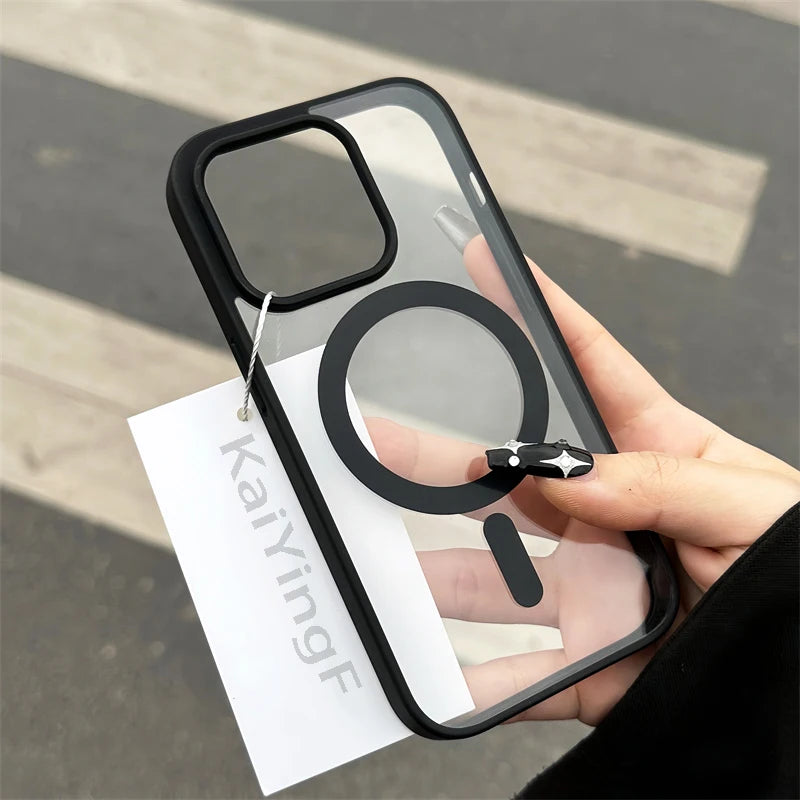 Luxury Magsafe Transparent Case For iPhone 15 14 13 12 11 Pro X XS XR Max 7 8 Plus Mini Magnetic Wireless Charge Phone Cover Kafinashop