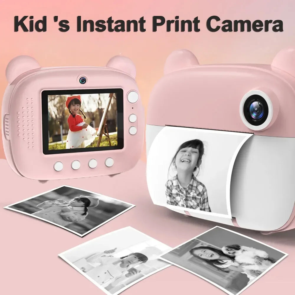 Children's Instant Print Camera Thermal Printing Photo Printer with Thermal Paper Roll Kid's Digital Camera Video Birthday Gift Kafinashop