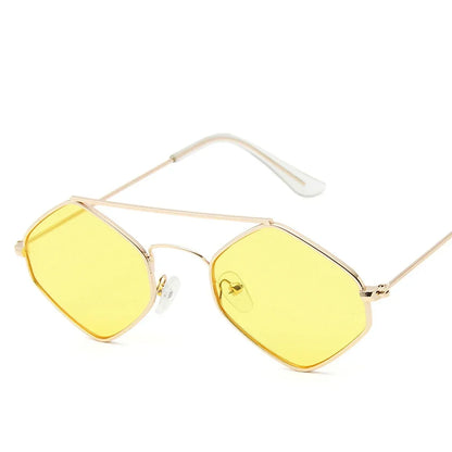 Polygonal Ocean Sunglasses for Women with Retro Metal Frame and Double Beam Design Kafinashop