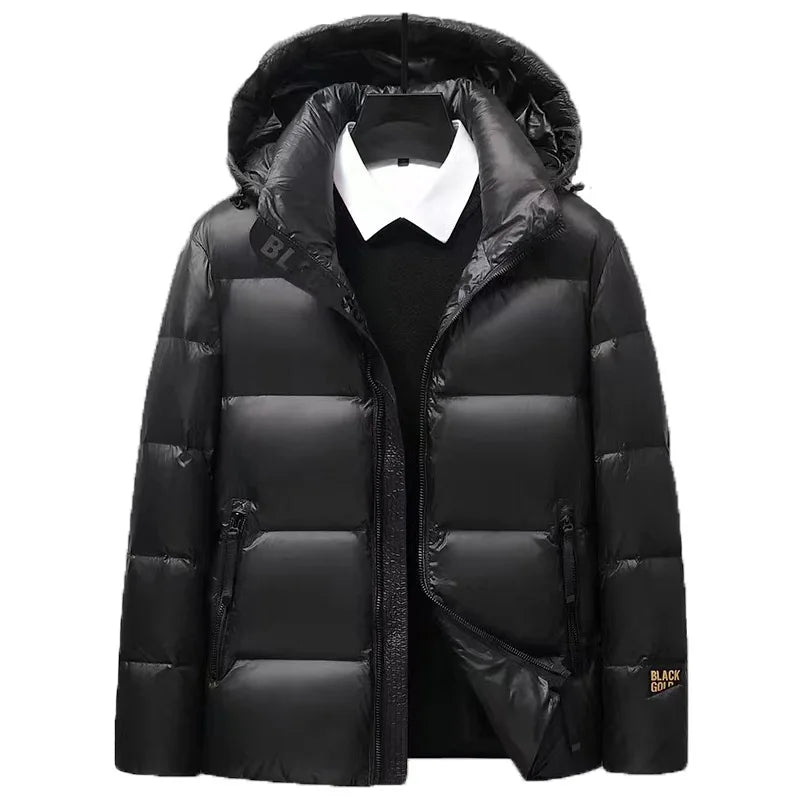 YEAE down jacket black gold gray duck down men's jacket detachable hood casual short jacket thick winter couple clothing Kafinashop