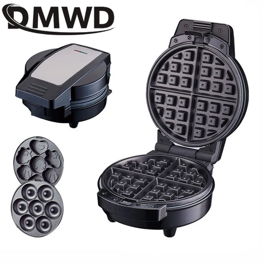 DMWD Electric Waffle Maker Cartoon Cake Donut 3 IN 1 Grill  Sandwich Panini Bread Machine Toaster Baking Breakfast Machine EU Ma boutique