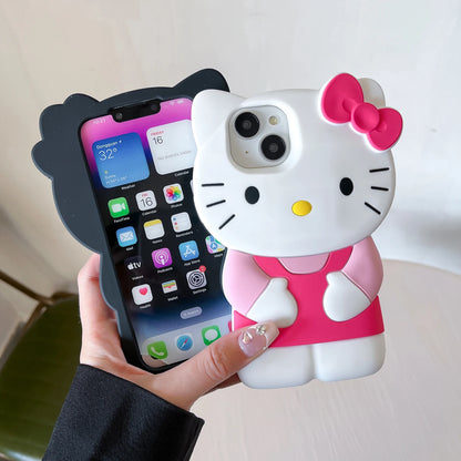 For iPhone 15 14 Plus 13 Pro Max 12 Mini 11 X XS Max XR 7 8 SE Color Bowknot Hello Kitty Cartoon Silicon Back Soft Phone Case Kafinashop